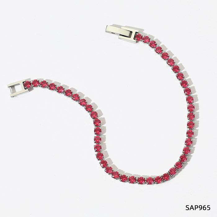 Modern Style Solid Color Stainless Steel Plating Inlay Zircon Bracelets