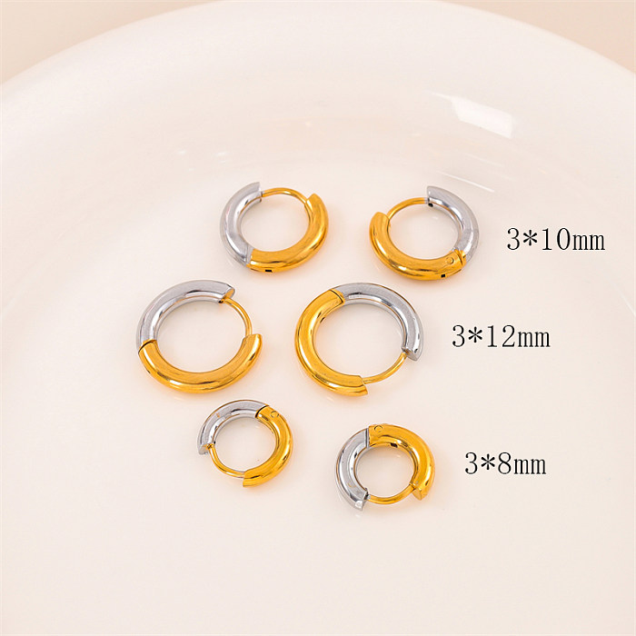 1 Pair Retro Simple Style Round Color Block Plating Stainless Steel  18K Gold Plated Ear Studs
