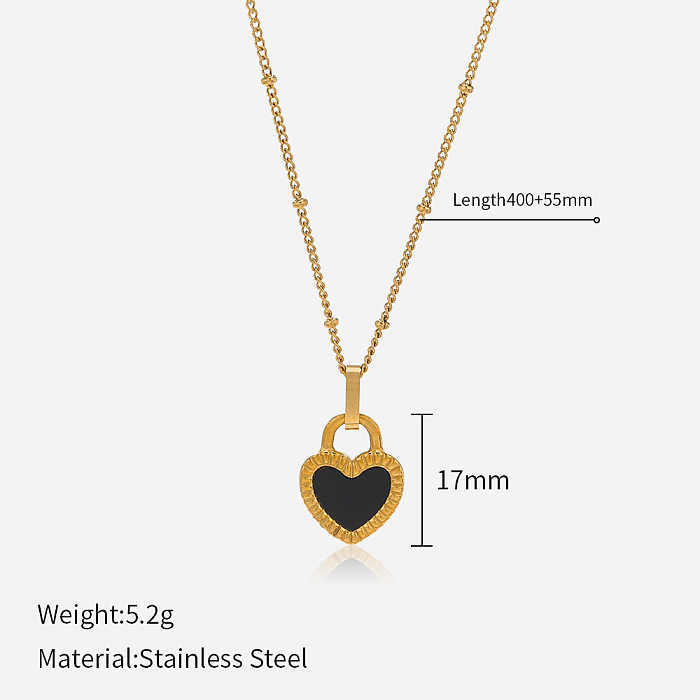 Retro Heart Shape Stainless Steel  Plating Pendant Necklace 1 Piece