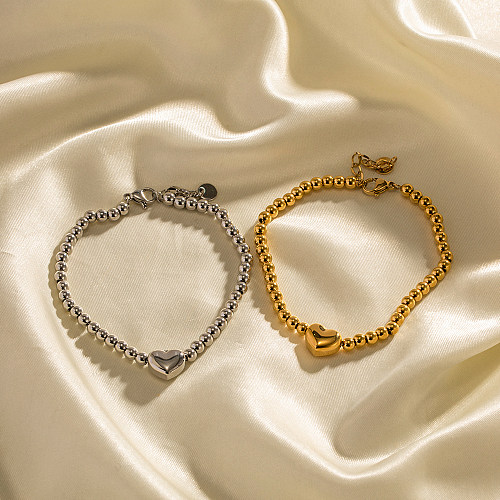Pulseiras banhadas a ouro com revestimento de aço inoxidável em formato de coração estilo clássico