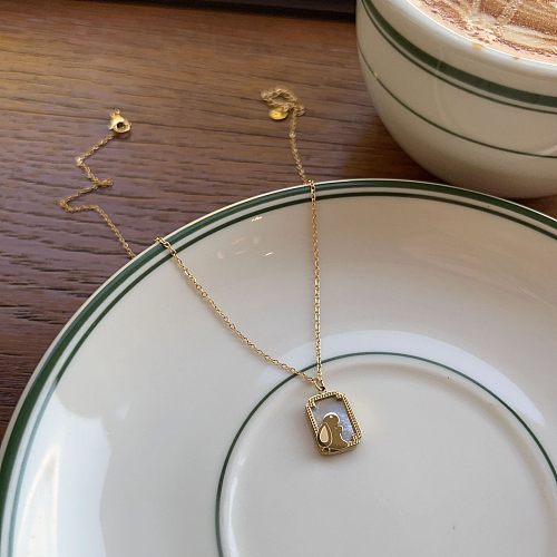 Collier pendentif plaqué or en acier inoxydable avec lapin de style simple
