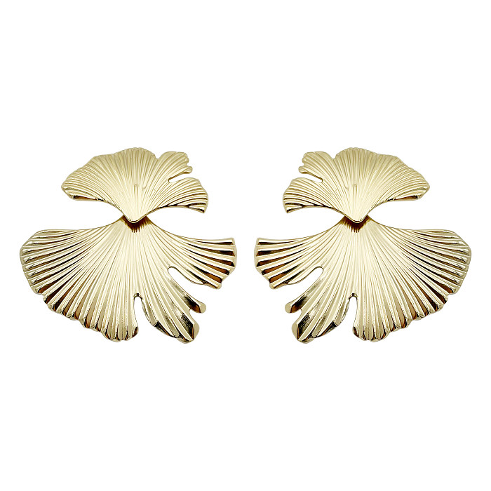 1 Pair IG Style Elegant Ginkgo Leaf Polishing Plating Stainless Steel  Gold Plated Ear Studs