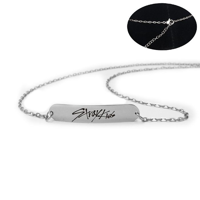 Simple Style Letter Stainless Steel  Necklace Polishing Carving Stainless Steel  Necklaces 1 Piece