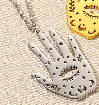 Simple Style Devil'S Eye Heart Shape Butterfly Stainless Steel  Plating Hollow Out Pendant Necklace