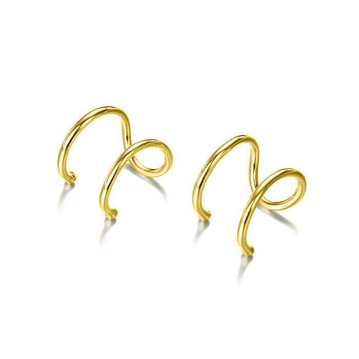 Doppelschichtige Unisex-Ohrringe aus Edelstahl, einfach und modisch, vergoldet, nicht durchbohrt