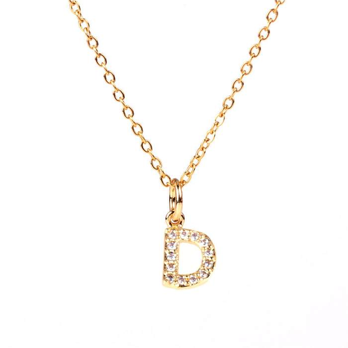 Nueva moda 26 alfabeto inglés colgante collar diamante clavícula cadena al por mayor