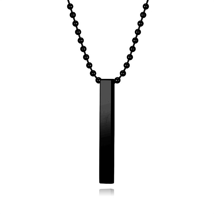 Retro-Halskette mit quadratischem, einfarbigem Polier-Anhänger aus Edelstahl, 1 Stück