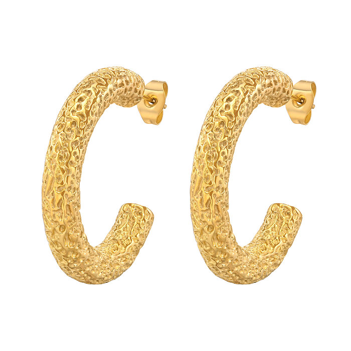 1 Pair Vintage Style Simple Style C Shape Plating Stainless Steel  Gold Plated Ear Studs