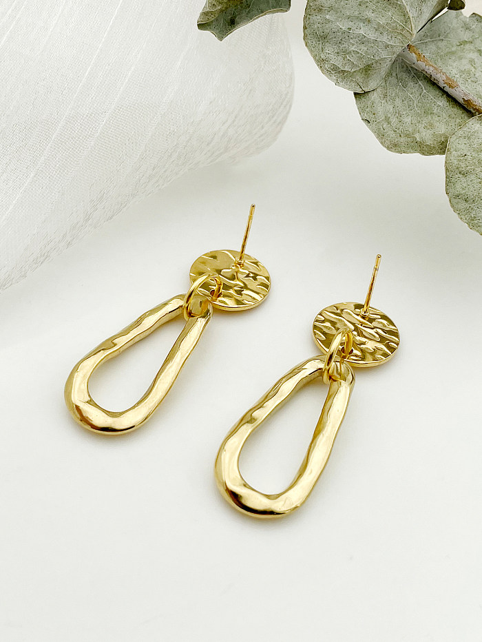 1 Pair Simple Style Commute Round Water Droplets Stainless Steel  Polishing Plating Gold Plated Drop Earrings