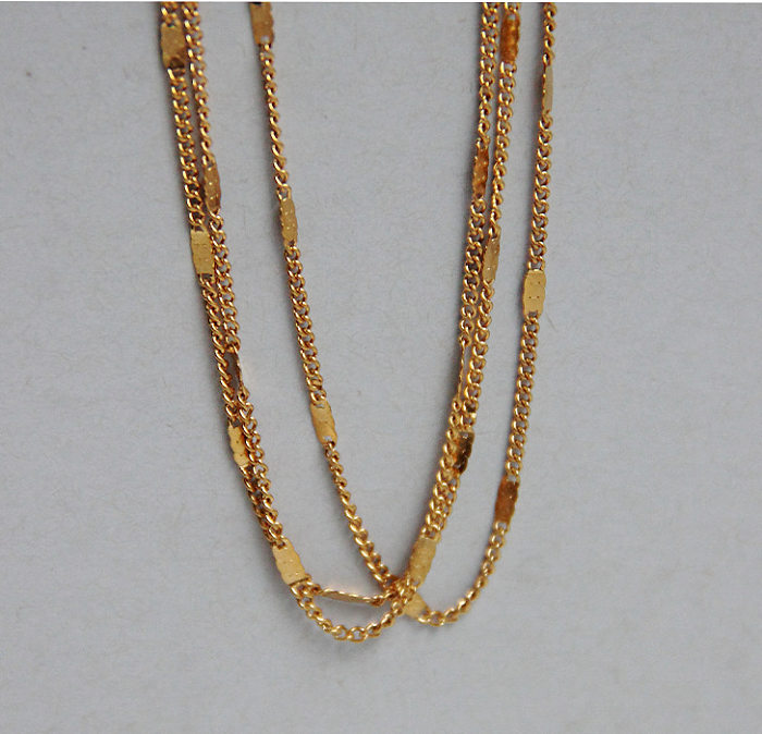 Sparkling Necklace Three Layers Fashion Stainless Steel Plated 18K Gold Necklace