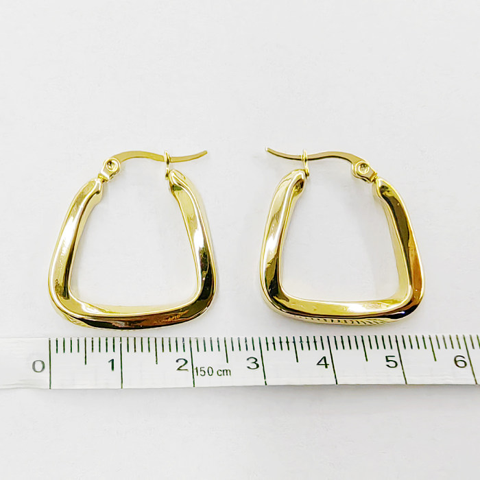 1 Pair Modern Style Simple Style Round Trapezoid Solid Color Stainless Steel  Stainless Steel Irregular Plating Earrings