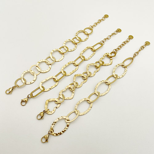 Bracelets plaqués or en acier inoxydable en forme de cœur ovale de style romain rétro en vrac