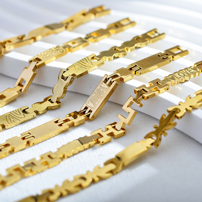 Bracelets luxueux élégants en acier inoxydable en forme de coeur avec lettre