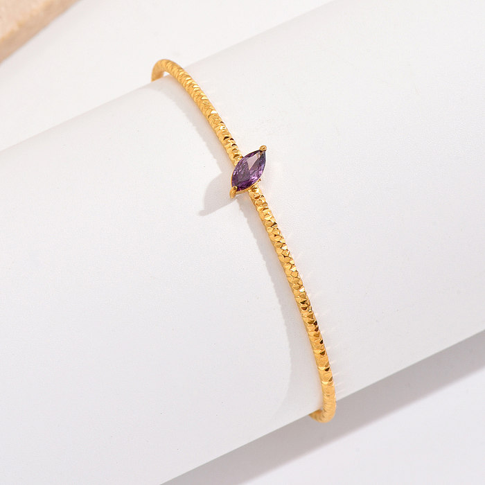 Wholesale IG Style Simple Style Water Droplets Stainless Steel Plating Inlay 18K Gold Plated Zircon Bangle