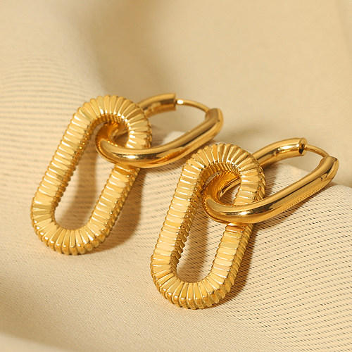 1 Paar quadratische Edelstahl-Ohrringe im französischen Stil mit 18-Karat-Vergoldung