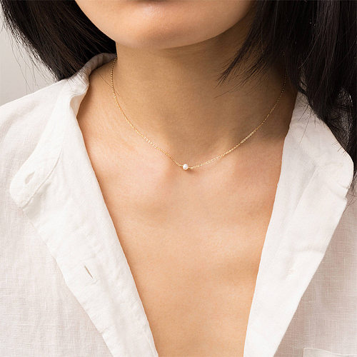 Einfache Perlenkette Neue Mode Edelstahl Halskette Großhandel Schmuck
