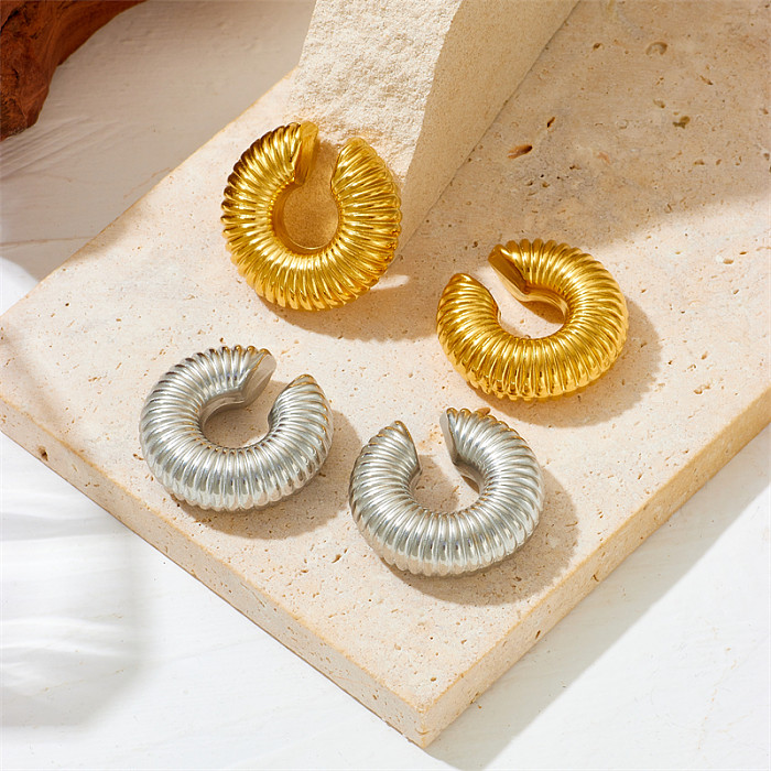 1 Pair Simple Style Solid Color Plating Stainless Steel  Gold Plated Ear Cuffs