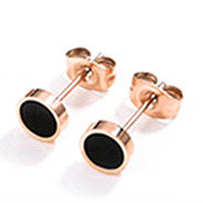 Women's Stainless Steel Black Small Circle Stud Earrings