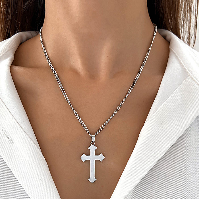 Fashion Animal Cross Heart Shape Stainless Steel  Plating Hollow Out Pendant Necklace 1 Piece