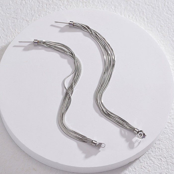 1 paire de boucles d'oreilles pendantes en acier inoxydable plaqué or 18 carats, style moderne, couleur unie