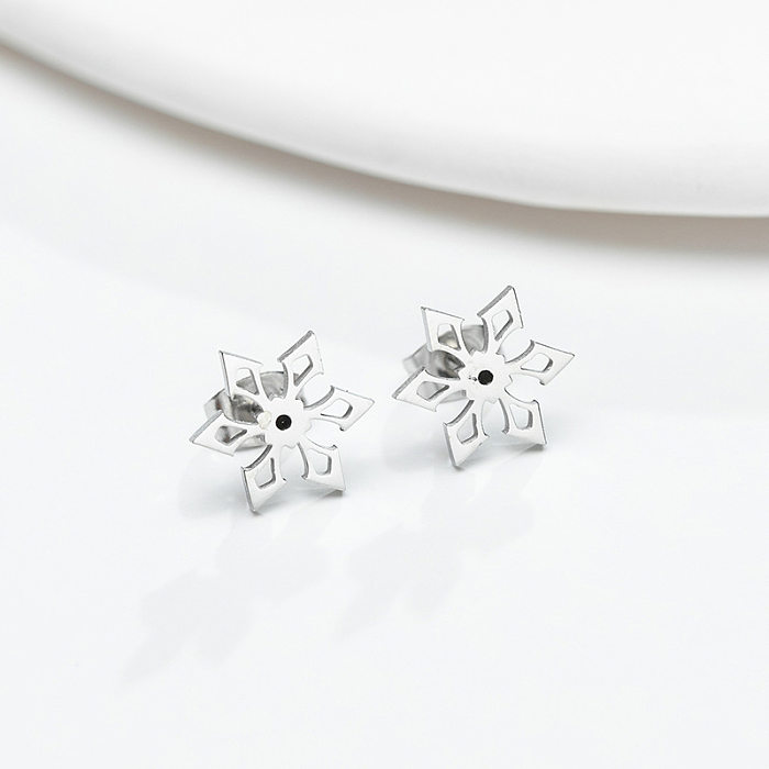 Fashion Flower Stainless Steel  Plating Ear Studs 1 Pair
