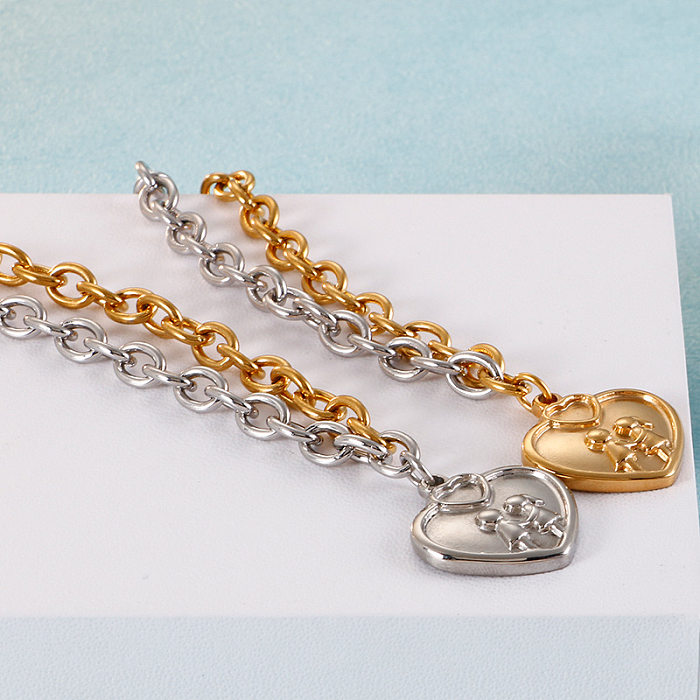 Bracelet en acier inoxydable avec pendentif en forme de cœur pour Couple, mode européenne et américaine