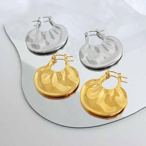 1 Pair INS Style Modern Style Solid Color Stainless Steel Plating 18K Gold Plated Hoop Earrings