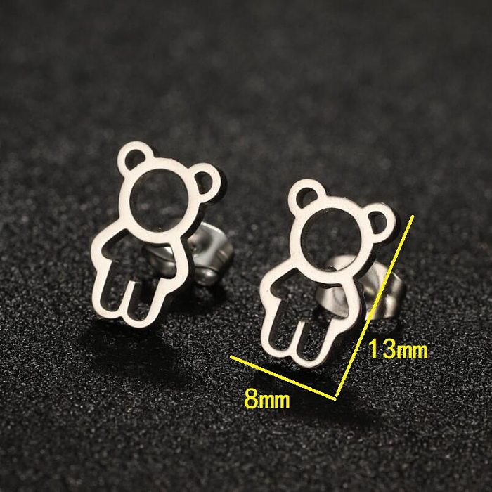 1 Pair Lady Heart Shape Butterfly Stainless Steel  Irregular Plating Ear Studs