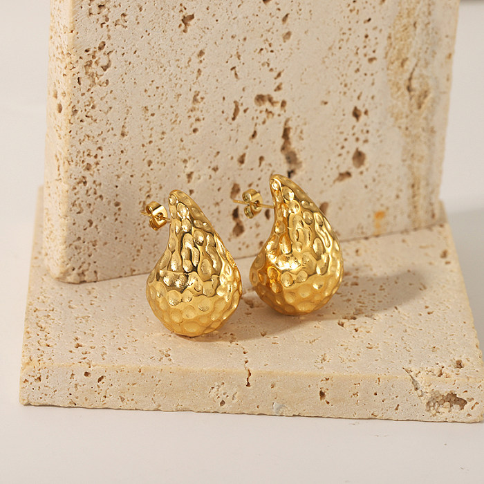 1 par de brincos de orelha banhados a ouro 18K, estilo simples, estilo clássico, gotículas de água