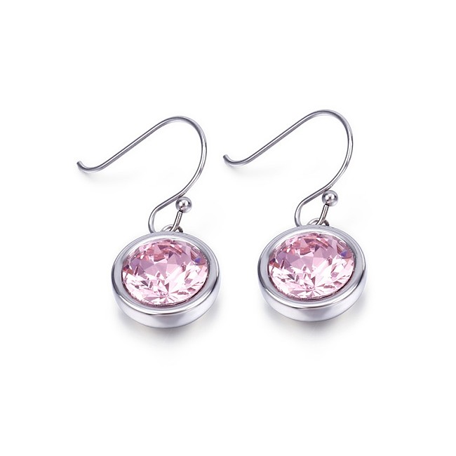 Boucles d'oreilles rondes simples en Zircon multicolore, en acier inoxydable, bijoux en gros