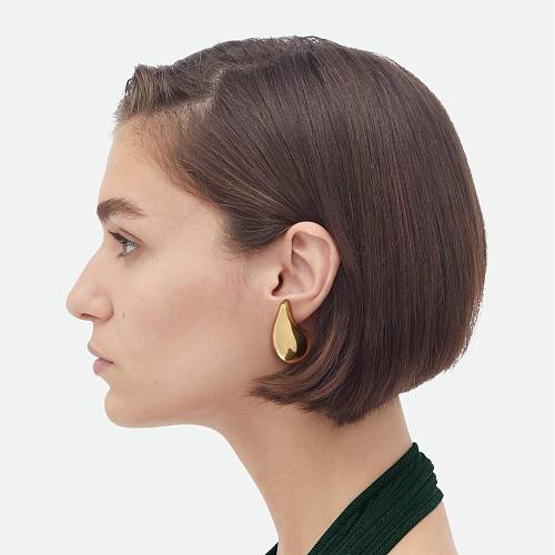 1 Pair Simple Style Water Droplets Plating Stainless Steel  Gold Plated Ear Studs