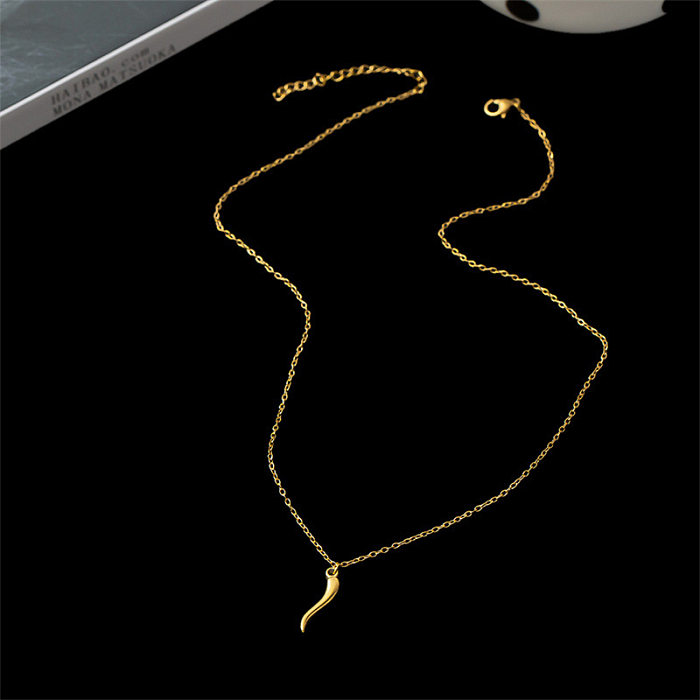 Retro Lady Pepper Halskette mit 18 Karat vergoldetem Edelstahlüberzug