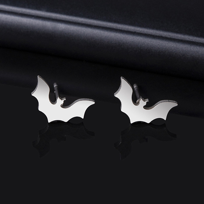 Brincos de orelha de aço inoxidável estilo simples morcego 1 par