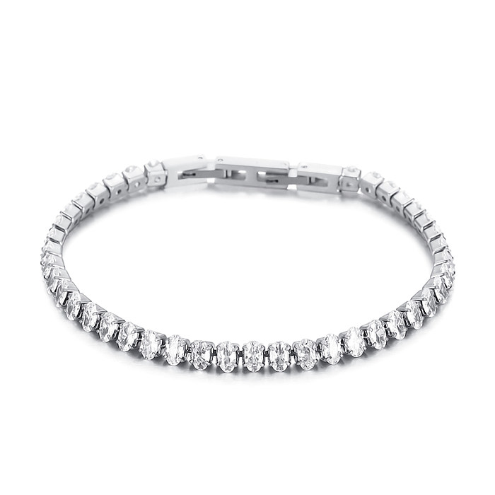 Bracelets plaqués or 18K de zircon d'incrustation d'acier de titane ovale carré brillant élégant