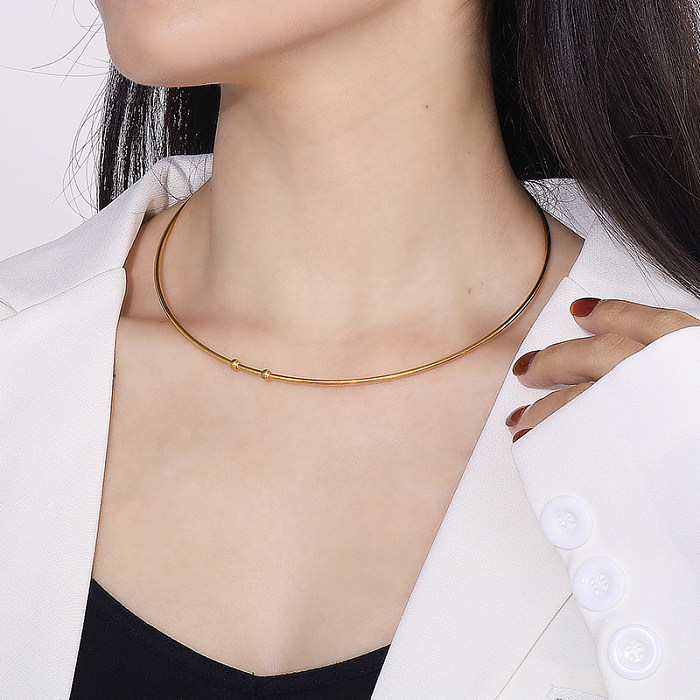 Commute Solid Color Stainless Steel Plating Gold Plated Choker