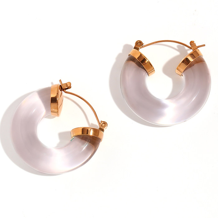 1 paire de boucles d'oreilles en acier inoxydable plaqué or 18 carats, style simple, style classique