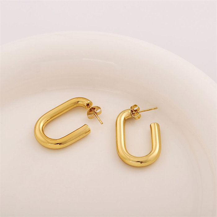 1 par de pinos de orelha banhados a ouro 18K estilo simples em forma de C em formato de U