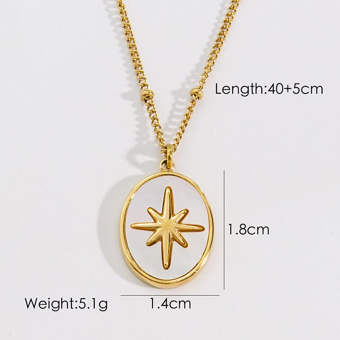 Modern Style Star Stainless Steel Natural Stone Pendant Necklace In Bulk