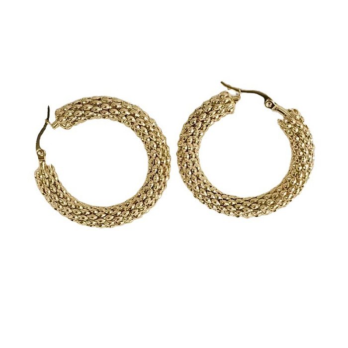 1 Pair Lady Round Stainless Steel  Earrings