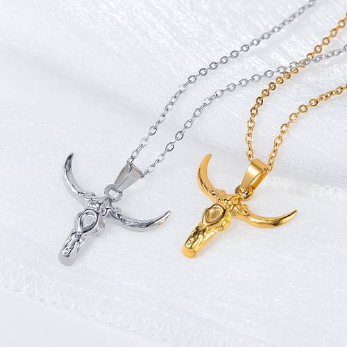Ethnic Style Cattle Stainless Steel  Plating Necklace 1 Piece