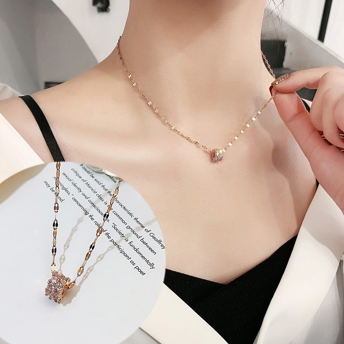 Fashion Four Leaf Clover Letter Gourd Stainless Steel Tassel Inlay Shell Pendant Necklace 1 Piece