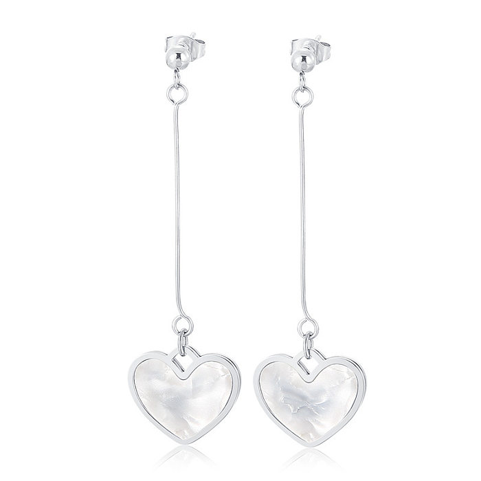 INS Style Retro Fashion Heart Stainless Steel  Plating No Inlaid Earrings