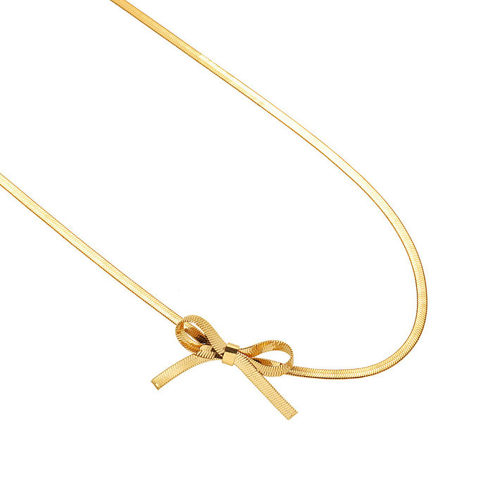 Elegant Streetwear Bow Knot Stainless Steel Plating 18K Gold Plated Necklace