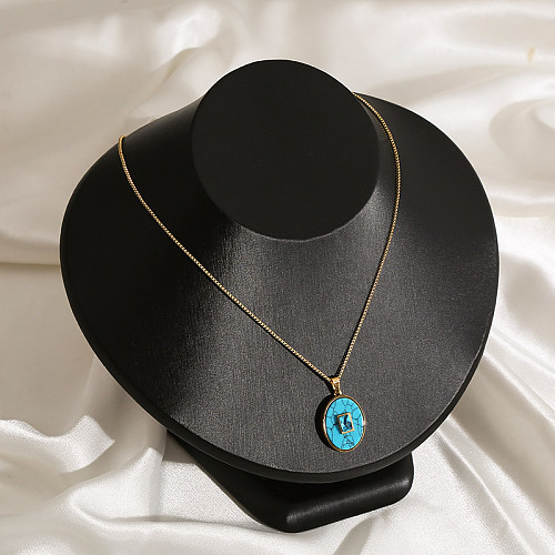 Casual Oval Stainless Steel Plating Inlay Zircon Gold Plated Pendant Necklace