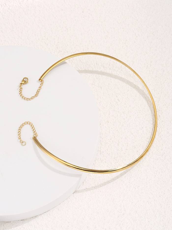 Collar de oro de 18 quilates de acero inoxidable con adorno simple creativo de moda