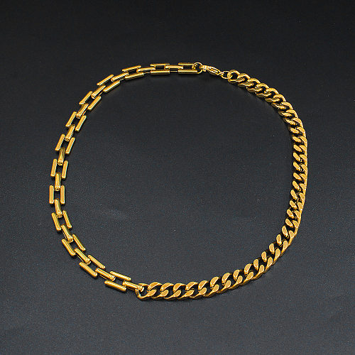 Geometrische Hip-Hop-Halskette aus vergoldetem Edelstahl