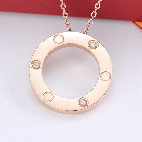 Simple Style Circle Stainless Steel  Patchwork Pendant Necklace