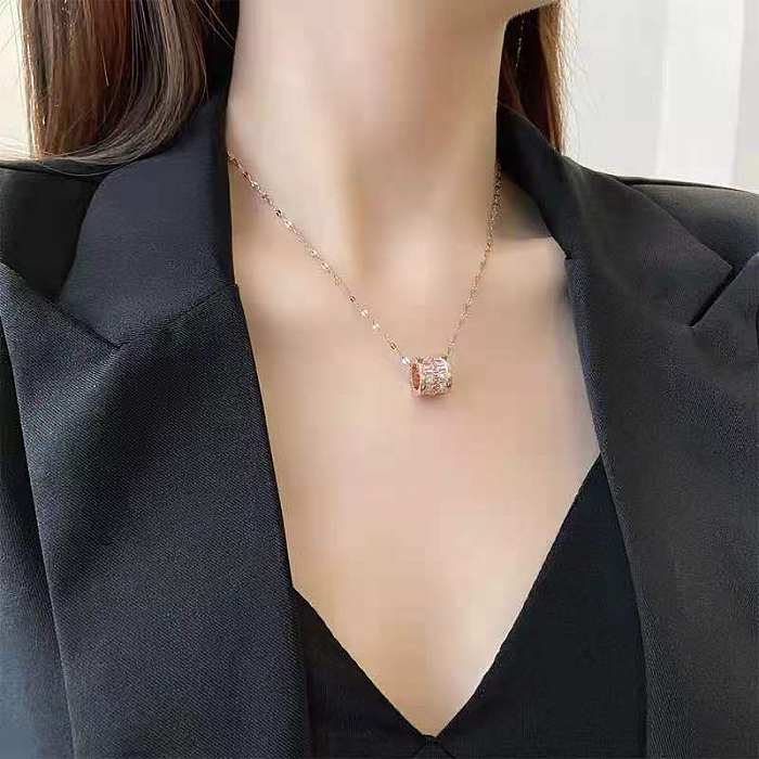 Fashion Geometric Stainless Steel Plating Zircon Pendant Necklace 1 Piece