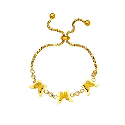Simple Style Butterfly Titanium Steel Plating Inlay 18K Gold Plated Bracelets