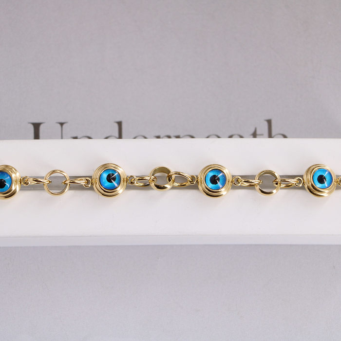 Wholesale Vintage Style Devil'S Eye Titanium Steel Glass Bracelets
